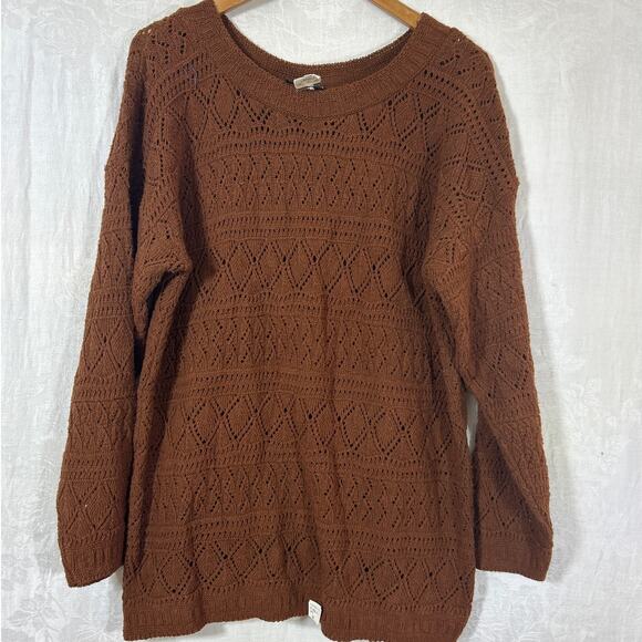 Vintage Sweater Medium Brown NEW Old Stock Open Knit Paul Harris USA - Picture 1 of 11